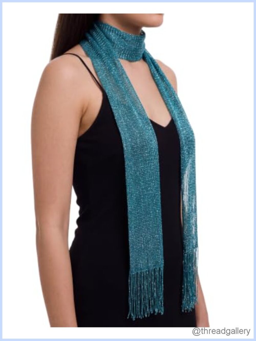 Y2K Sparkly Skinny Scarf Women Rave Festival Accessory